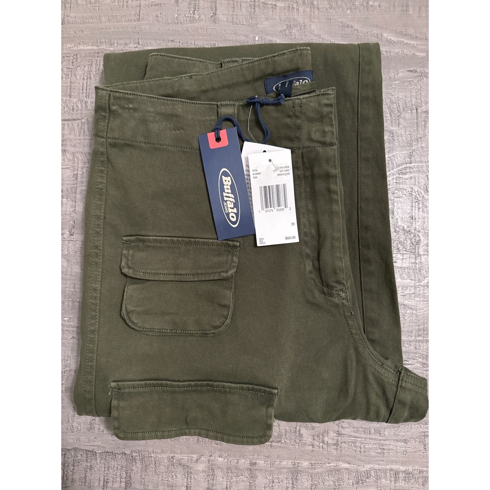 Buffalo Jeans Cargo Pants Petal Dark Green Size 29 NWT $60 Pockets Utility